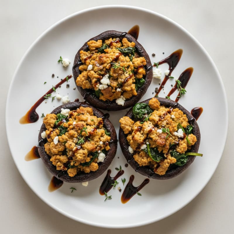 Herb-Stuffed Portobello Mushrooms with Balsamic Glaze