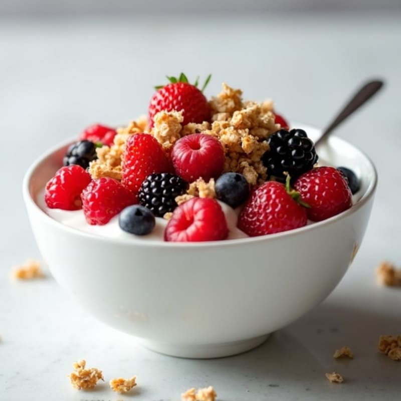 Creamy Greek Yogurt with Fresh Berries and Crunchy Granola