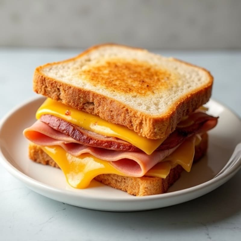 Crispy Whole Grain Ham and Melty Cheese Sandwich