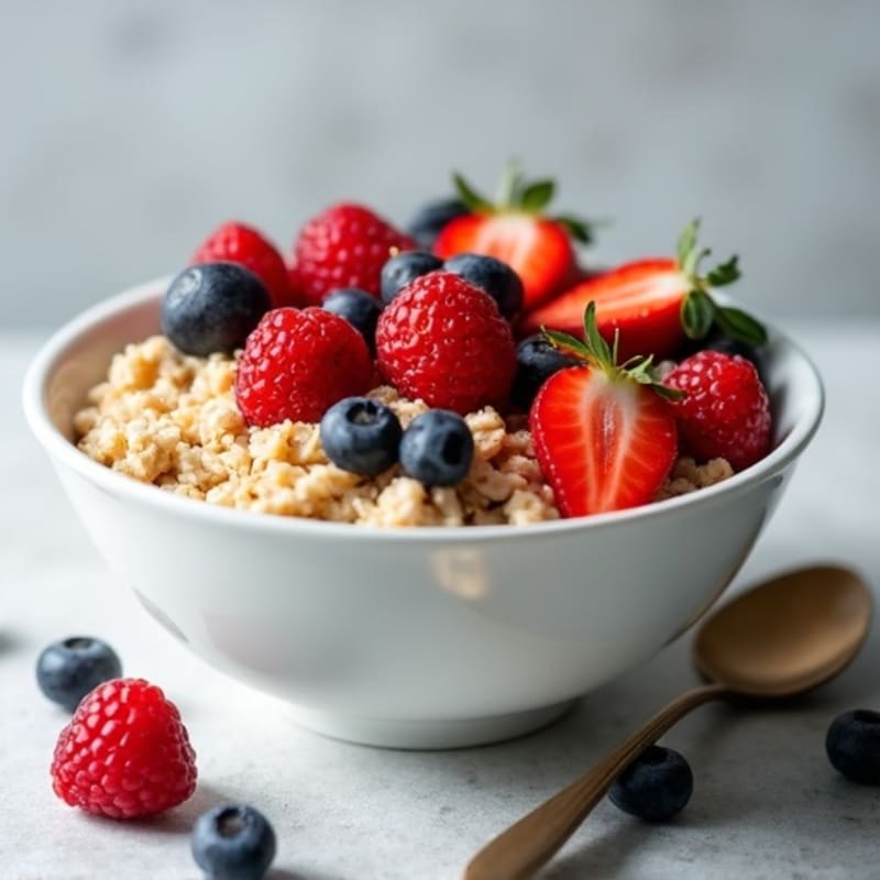 Fluffy Protein Oatmeal Bowl with Fresh Berries