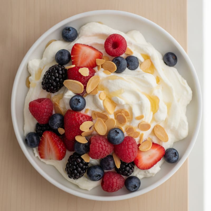 Greek Yogurt Protein Mousse with Mixed Berries
