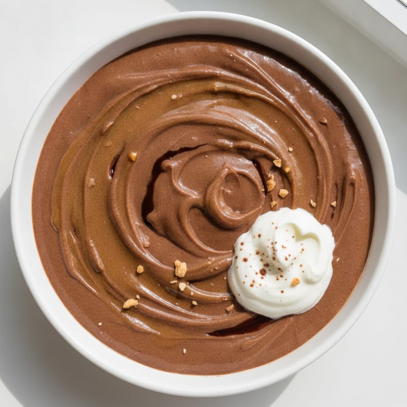 Silky Protein Chocolate Pudding with Almond Butter Swirl