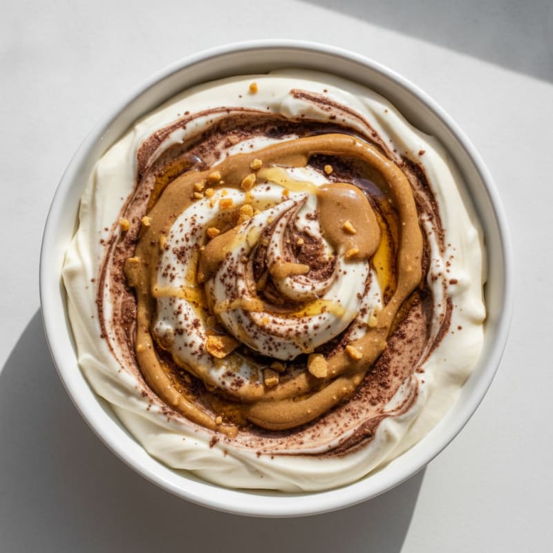 Greek Yogurt Protein Mousse with Almond Butter Swirl