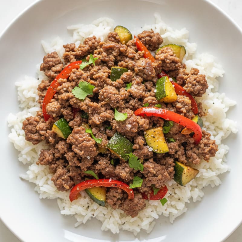 Ground Beef and Rice Bowl