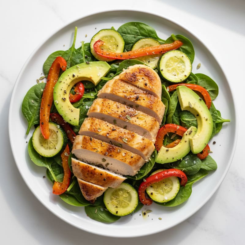 Skillet Chicken and Roasted Vegetable Salad