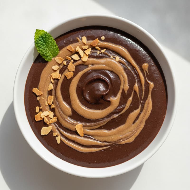 Silky Chocolate Protein Pudding with Almond Butter Swirl