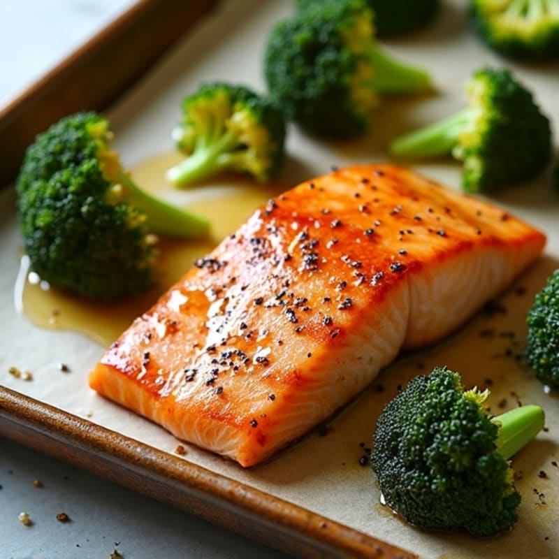 Sheet Pan Honey-Garlic Salmon with Roasted Broccoli