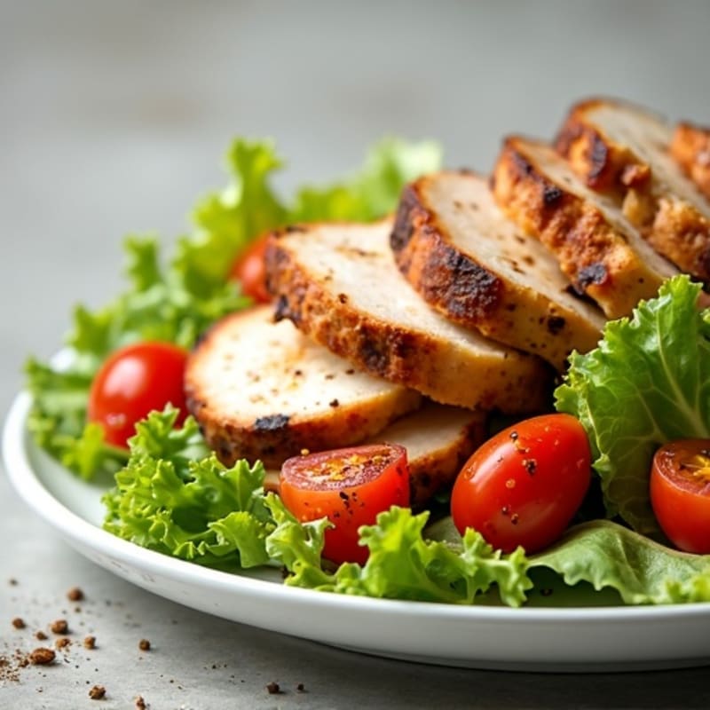 Grilled Turkey Breast with Crisp Romaine and Cherry Tomatoes