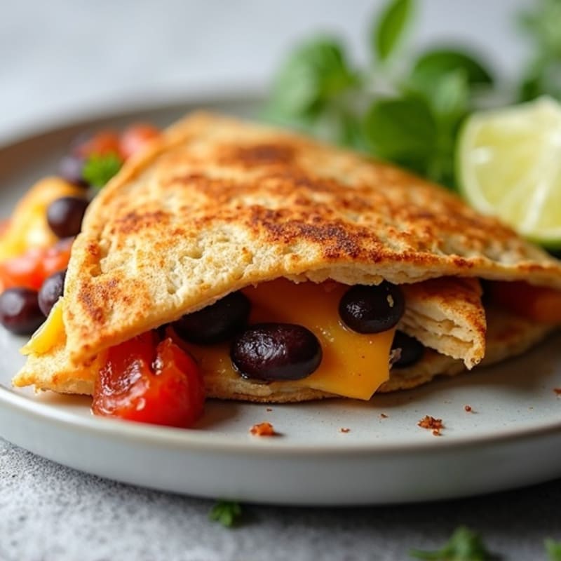 High-Protein Chicken & Black Bean Crispy Whole Wheat Quesadilla