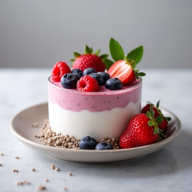 Greek Yogurt Protein Mousse with Mixed Berries