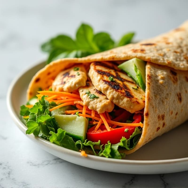 Fresh Crunchy Veggie Hummus Wrap