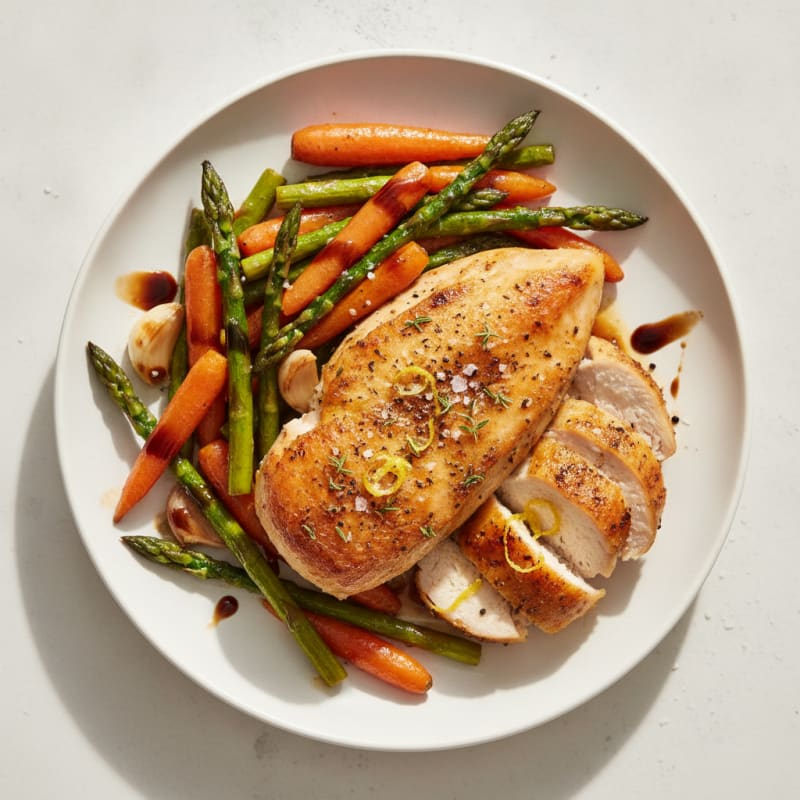 Lemon-Herb Roasted Chicken with Balsamic Glazed Vegetables