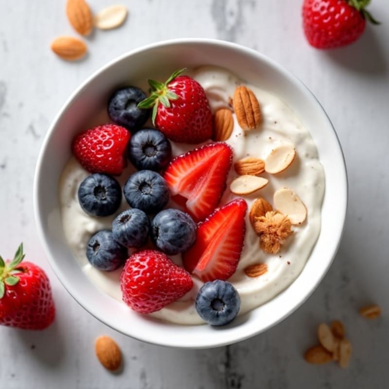Creamy Greek Yogurt Protein Bowl with Mixed Berries and Almonds