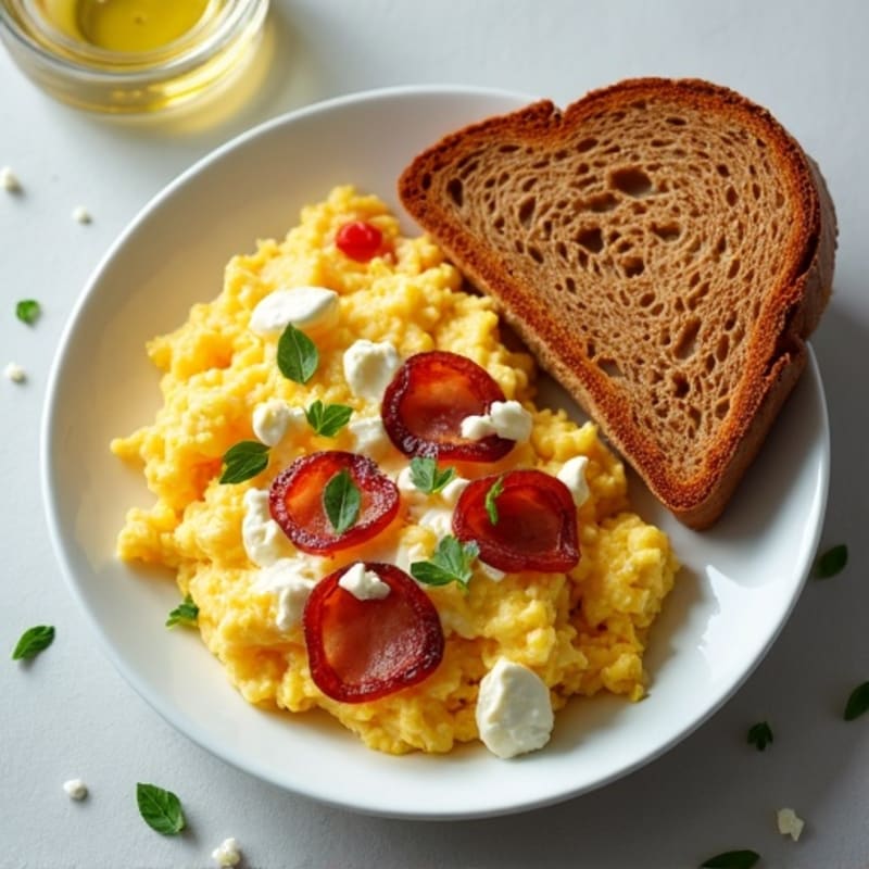Egg White Scramble with Turkey Bacon and Cottage Cheese