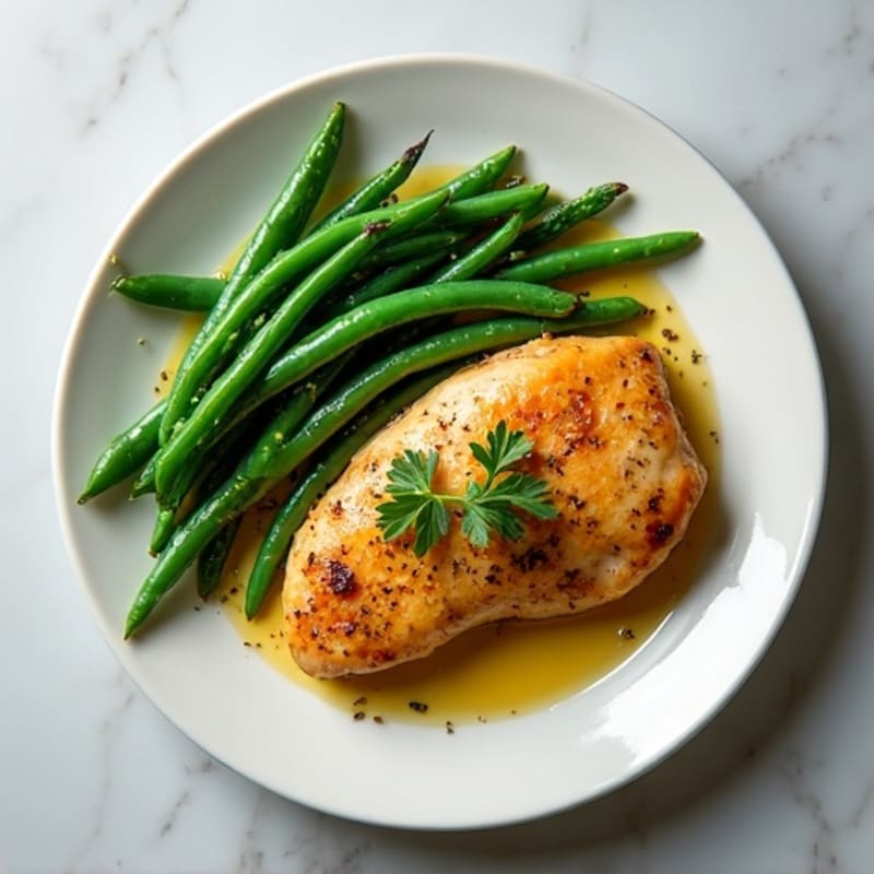 Pan-Seared Garlic Herb Chicken with Roasted Green Beans