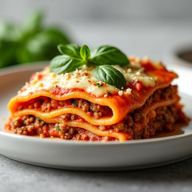 Hearty Baked Lasagna with Lean Ground Beef and Creamy Ricotta