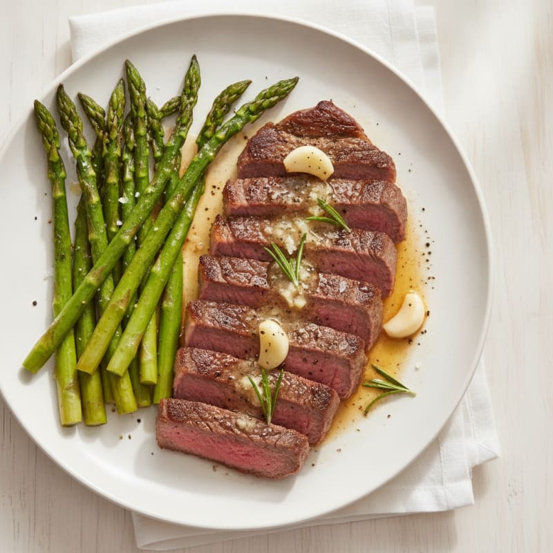 Garlic Herb Butter Steak with Asparagus