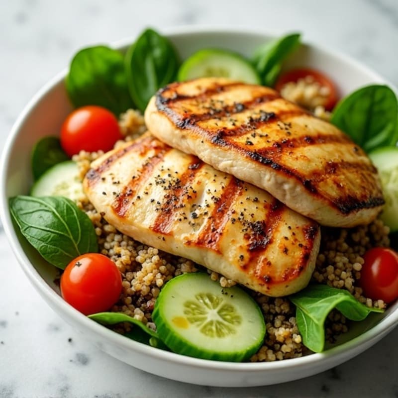 Grilled Chicken and Quinoa Salad with Spinach