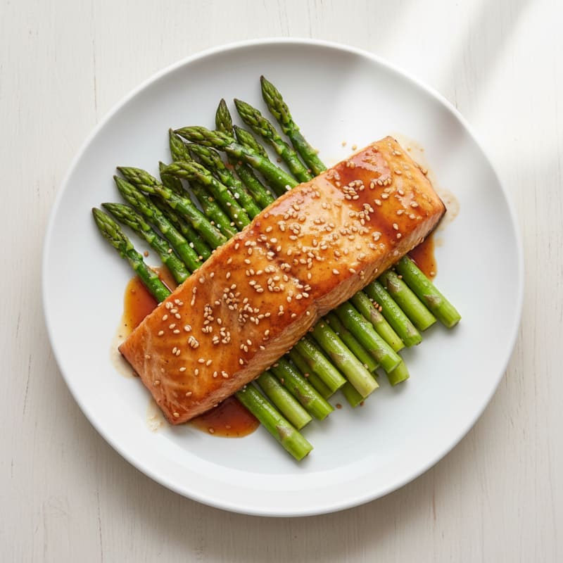 Golden Teriyaki Glazed Salmon with Roasted Asparagus