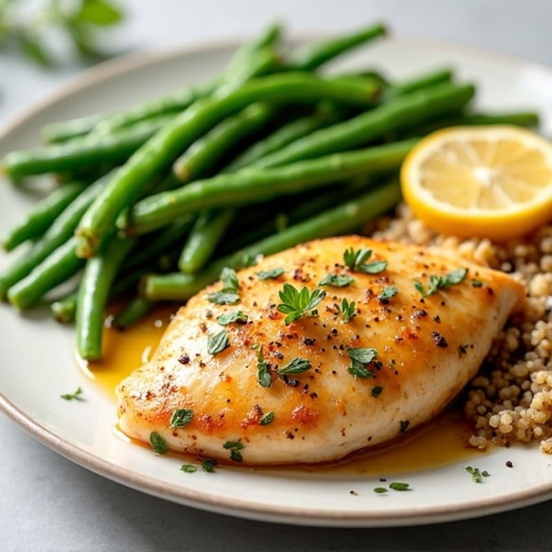 Lemon Herb Roasted Chicken with Crispy Green Beans