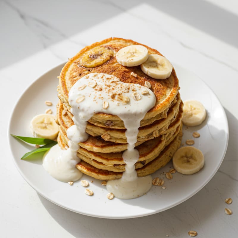 Fluffy Banana Oat Cottage Pancakes