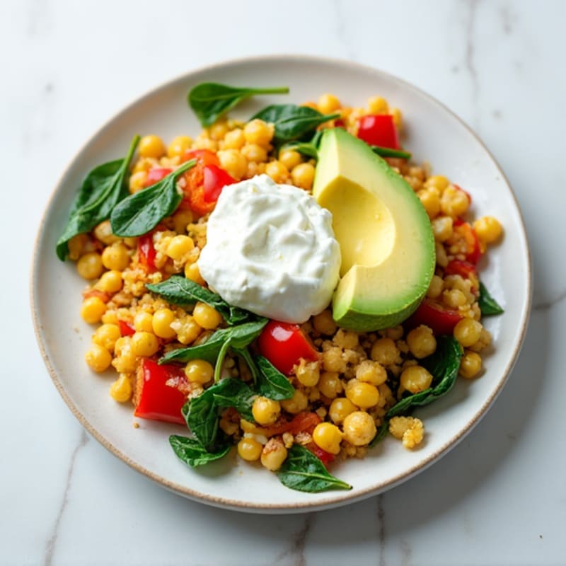 Egg White Veggie Scramble with Cottage Cheese