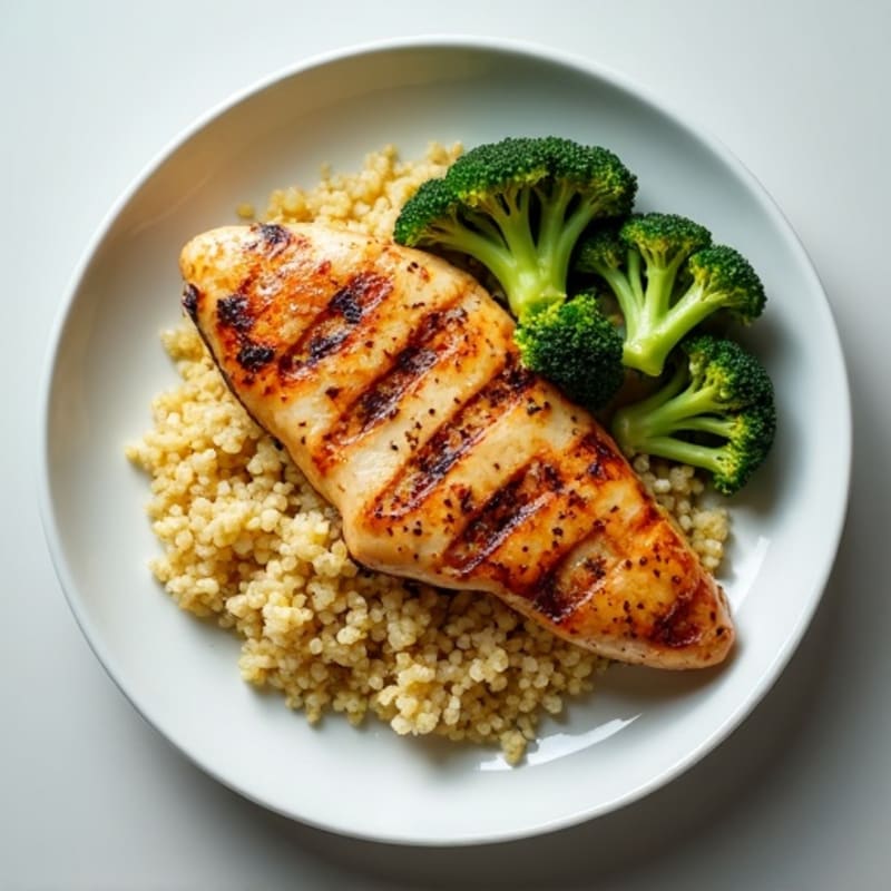 Grilled Chicken Breast with Roasted Broccoli and Quinoa