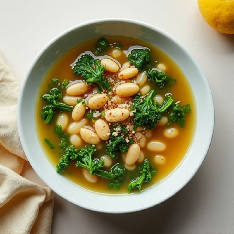 Lemon-Garlic White Bean and Kale Soup