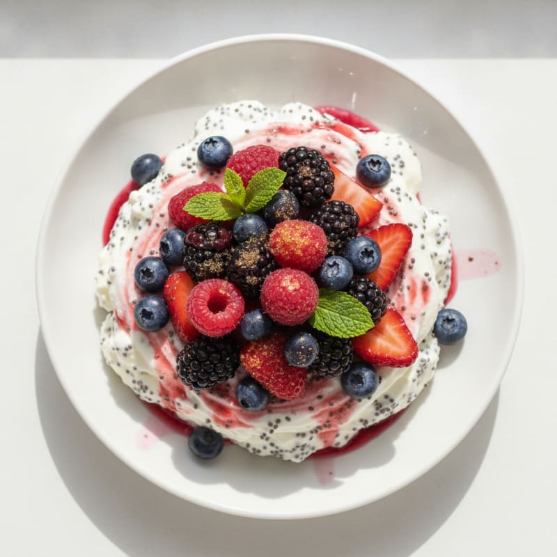 Greek Yogurt Protein Mousse with Mixed Berries