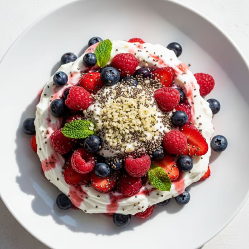 Greek Yogurt Parfait with Mixed Berries and Chia Seeds