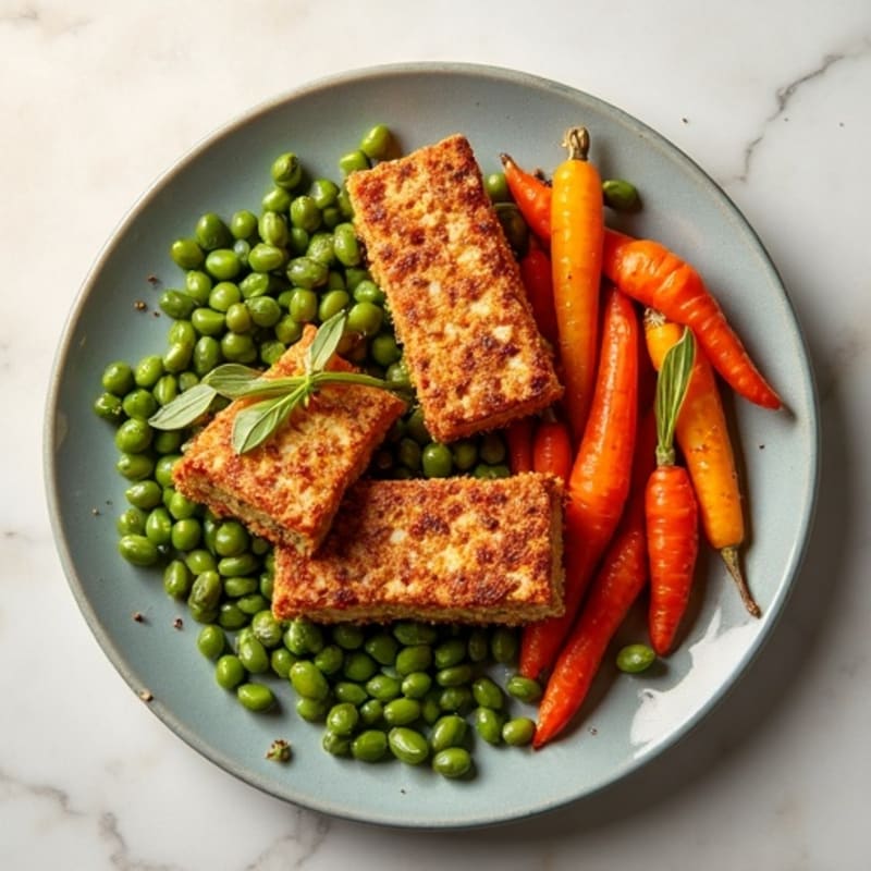 Crispy Baked Tempeh with Roasted Root Vegetables