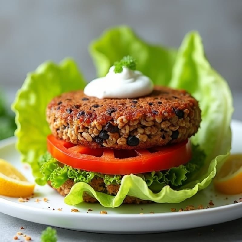 Crispy Black Bean Quinoa Burger Lettuce Wrap