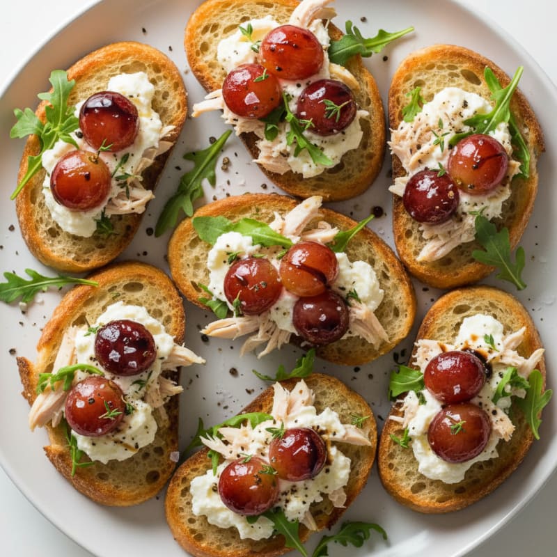Roasted Grape and Goat Cheese Crostini
