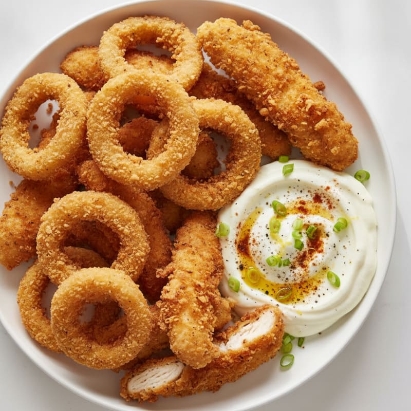 Beer-Battered Onion Rings with Zesty Dip