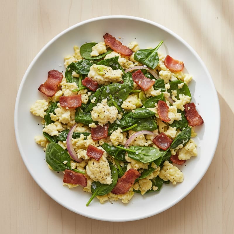 Egg White Scramble with Spinach and Turkey Bacon