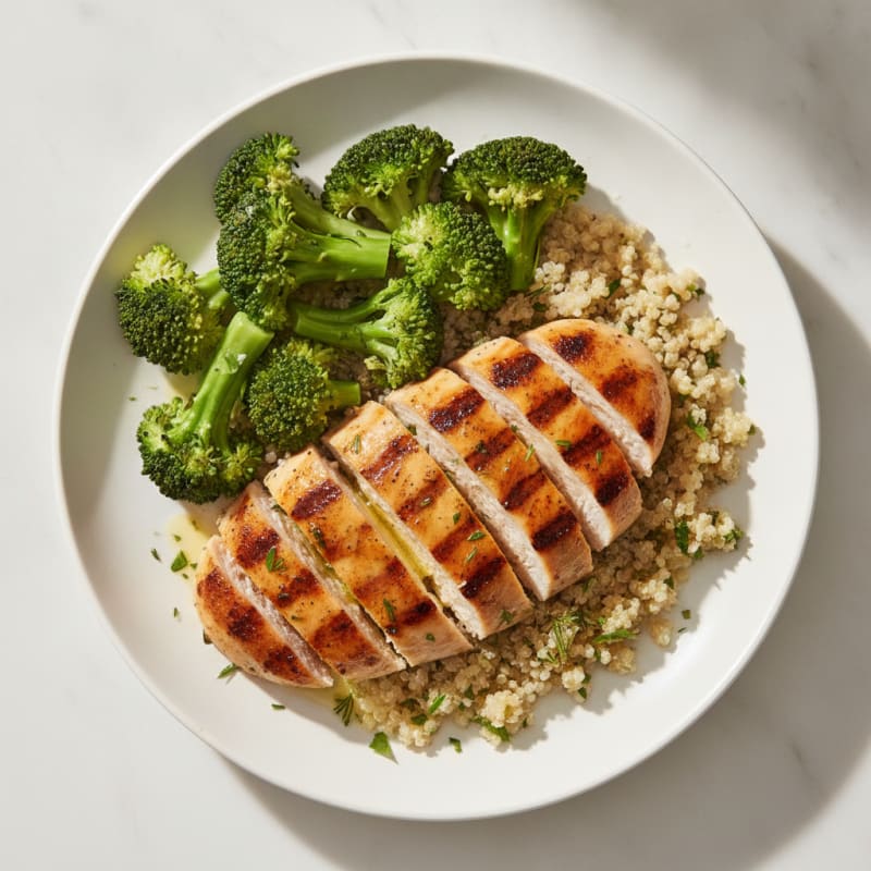 Grilled Lemon-Herb Chicken with Quinoa and Broccoli