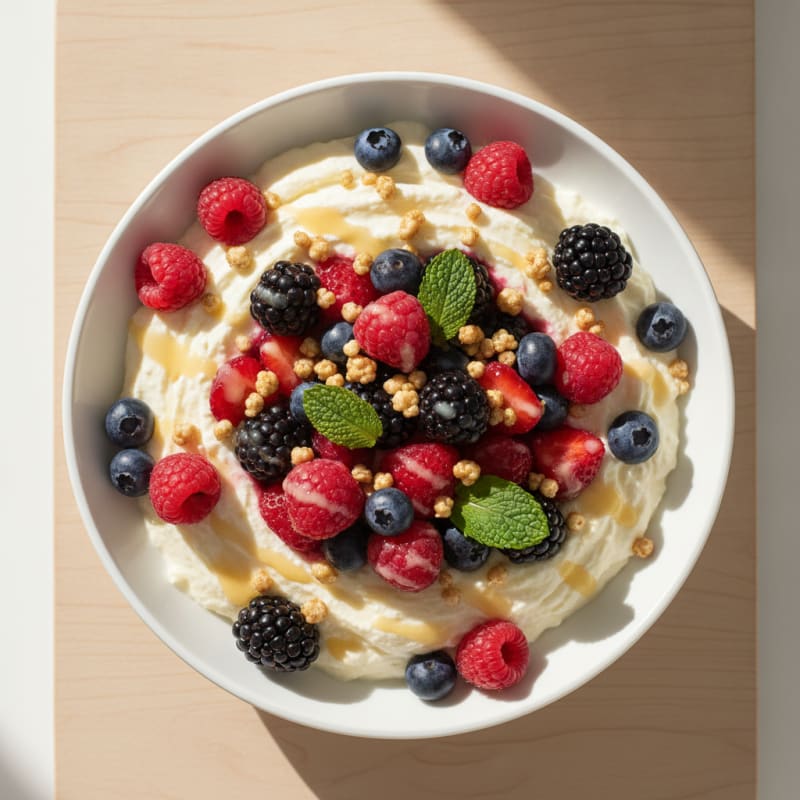 Silky Vanilla Protein Yogurt with Mixed Berries
