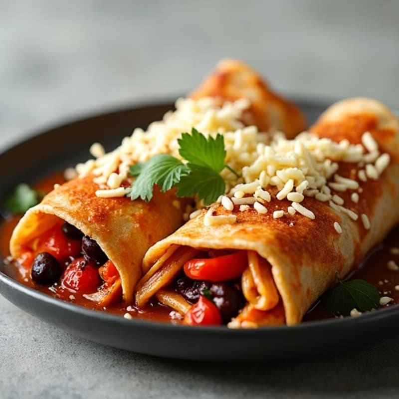 Hearty Shredded Chicken and Black Bean Enchiladas with Roasted Peppers