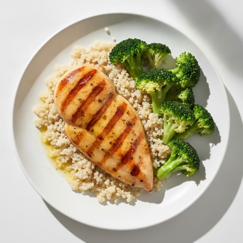 Grilled Chicken Breast with Quinoa and Broccoli