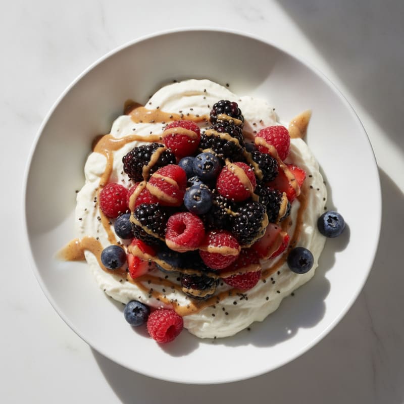 Silky Greek Yogurt Protein Mousse with Mixed Berries