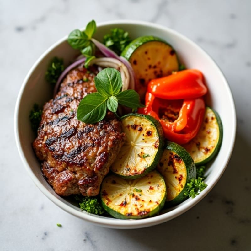 Grilled Beef and Roasted Vegetable Bowl