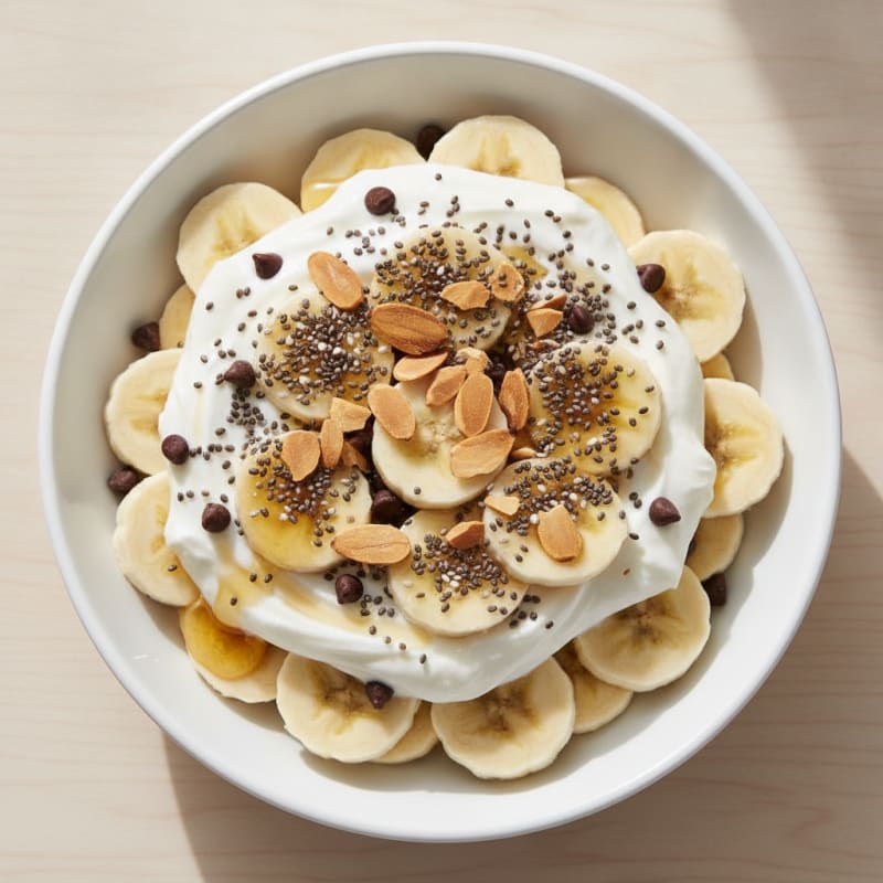 Greek Yogurt Banana Parfait with Almonds and Chia