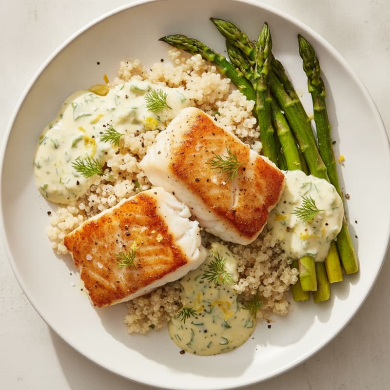Pan-Seared Cod with Lemon-Dill Sauce