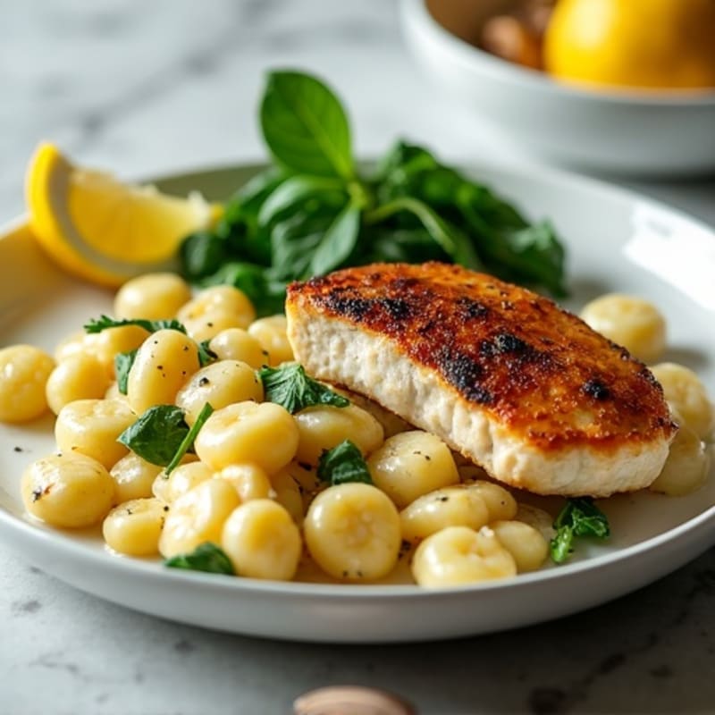 Creamy Lemon Ricotta Gnocchi with Seared Chicken and Fresh Greens