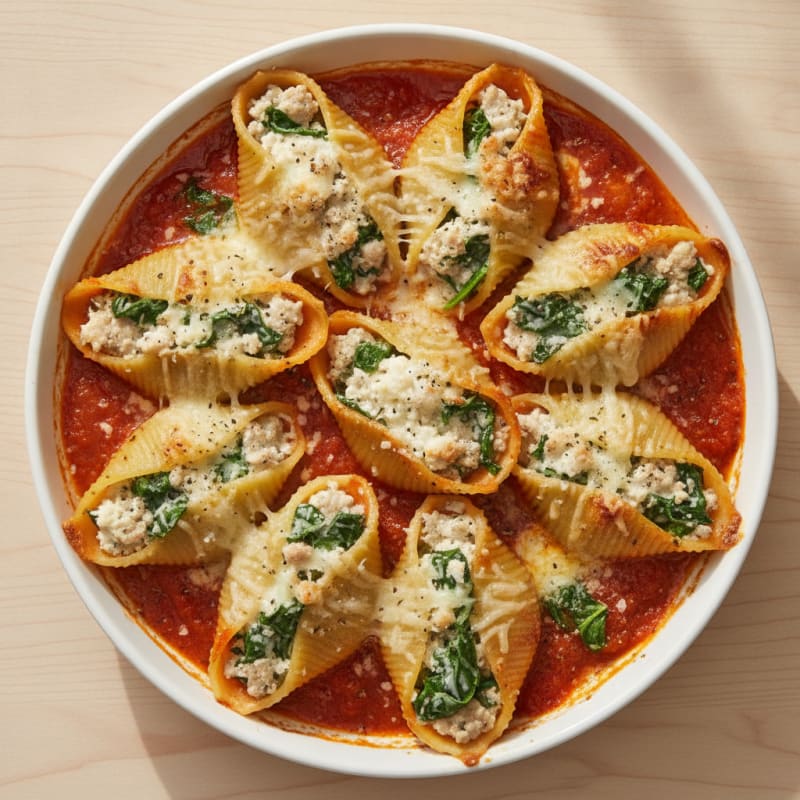 Spinach Ricotta Stuffed Shells Baked Marinara