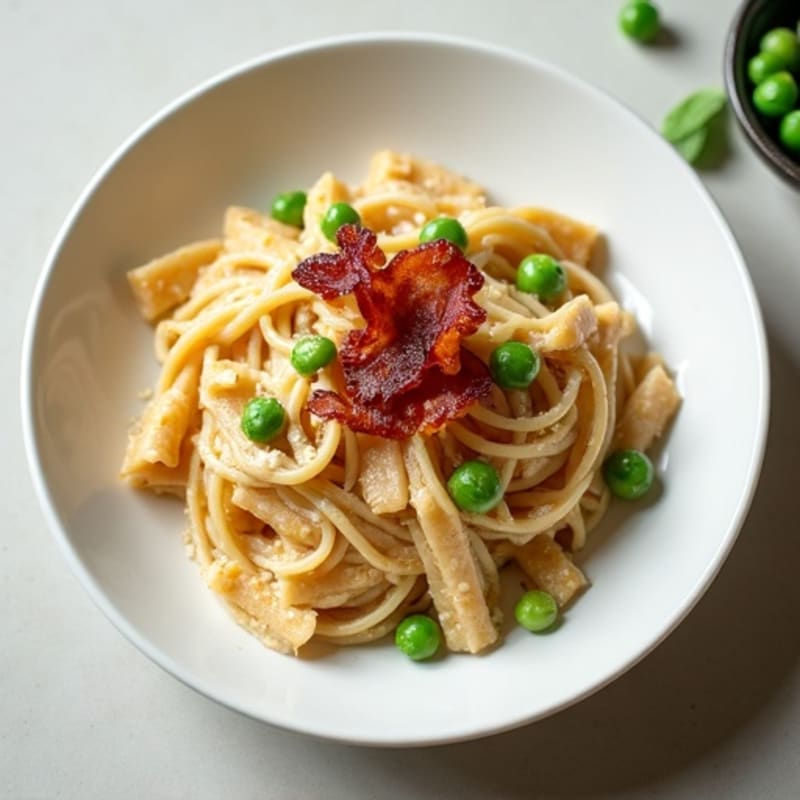 Creamy Whole Wheat Carbonara with Crispy Turkey Bacon