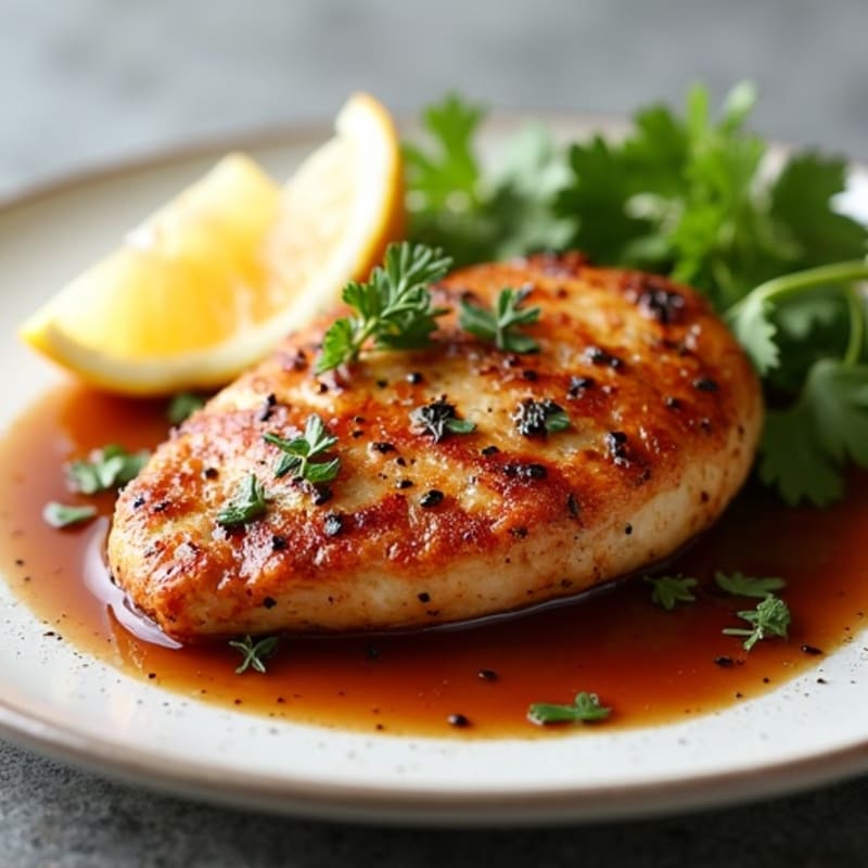 Pan-Seared Chicken with Savory Garlic-Vinegar Sauce