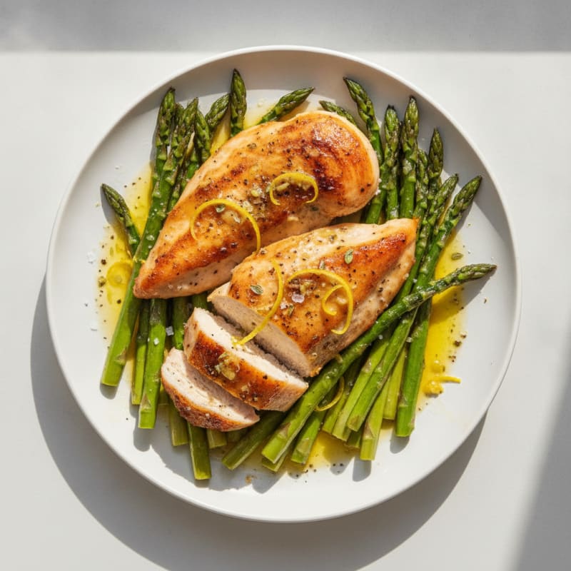 Lemon Herb Roasted Chicken with Asparagus
