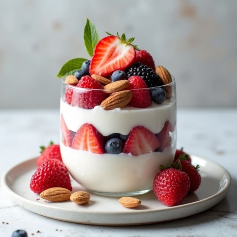 Greek Yogurt Protein Parfait with Berries and Almonds