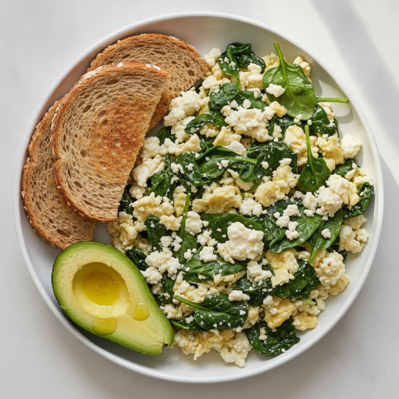Egg White Scramble with Cottage Cheese and Spinach